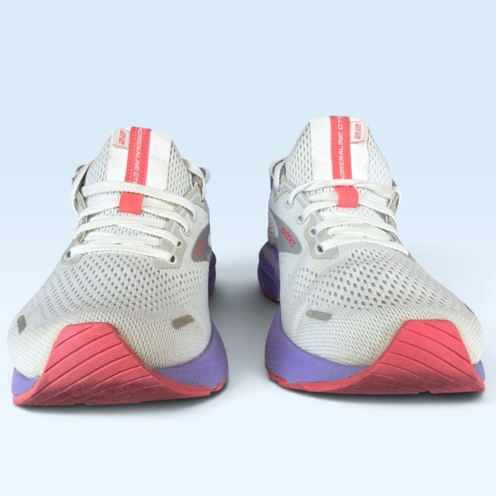 Brooks Adrenaline GTS 22 Women’s 9.5B White Coral Purple Running Shoes - Picture 3 of 13